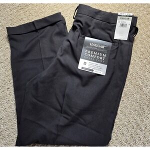 Haggar 38x29 Premium Comfort Dress Pants Charcoal Gray Classic Fit NWT Pleated